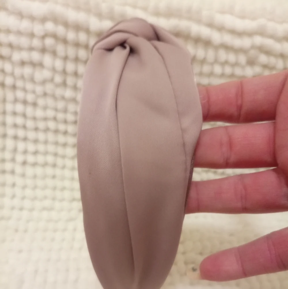 Dusty Rose / Mauve Satin Knotted Top Wide Headband